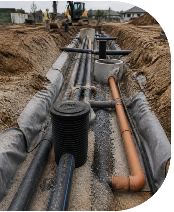 Монтаж наружных инженерных сетей для дома в Сегеже