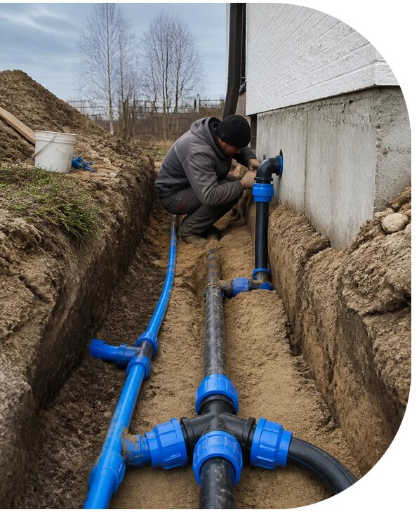 Монтаж наружного водопровода на участке под ключ в Сегеже